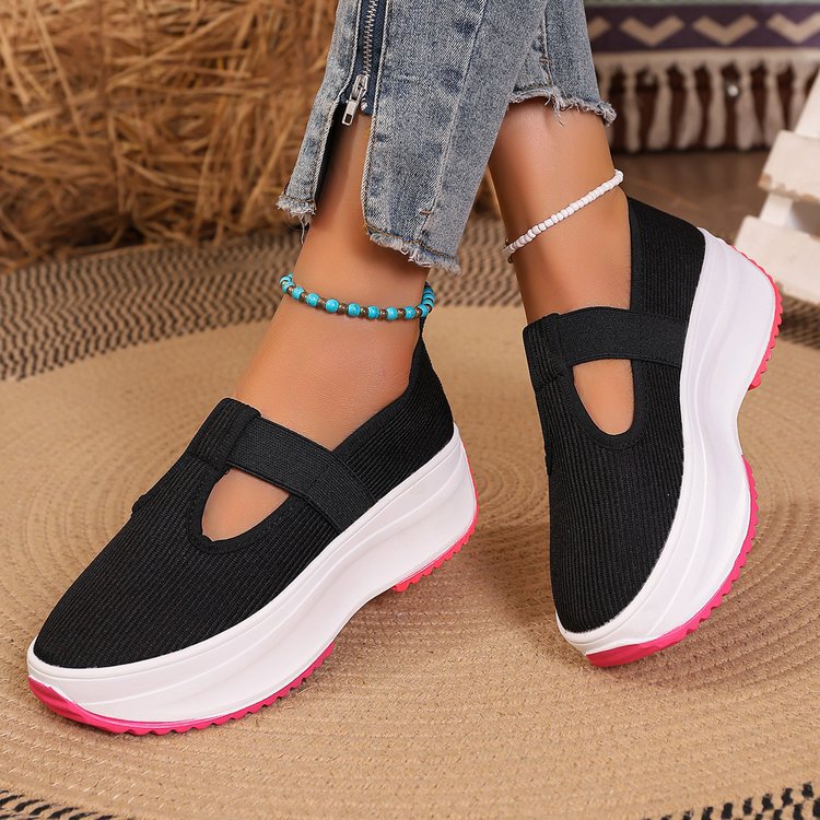 Damen Plateau-Sneaker im sportlich-eleganten Design mit elastischem Riemchen R&B