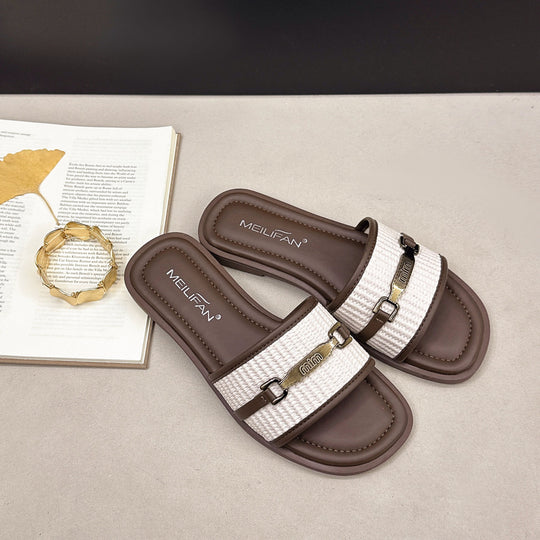 Damen Elegante und bequeme Slide-Sandalen mit modischem Riemendesign R&B