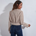 Damen Cropped Blazer mit Taillengürtel und modernem Schnitt R&B