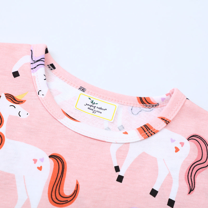 Mädchen Langarmkleid mit fröhlichem Einhorn-Design R&B