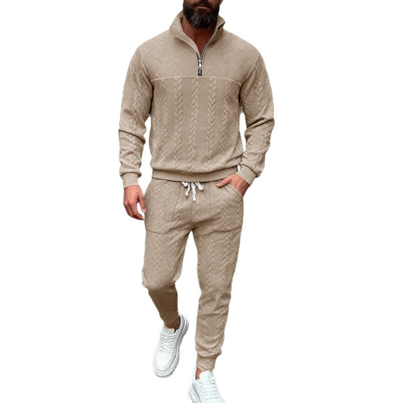 Herren sportliches Freizeit-Set mit strukturiertem Sweatstoff und seitlichen Reißverschlusstaschen R&B