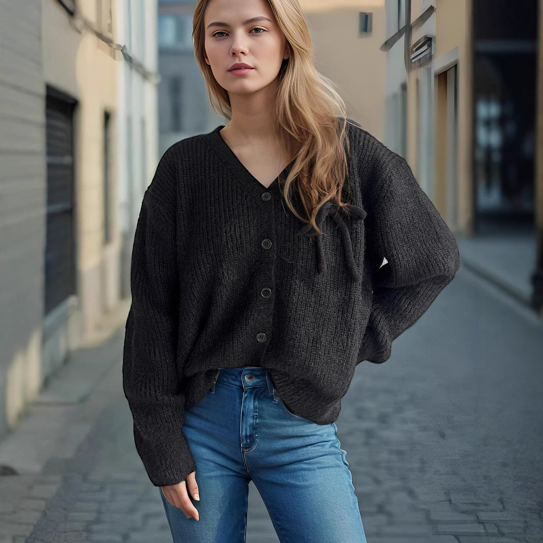 Damen Cardigan mit feinem Strukturmuster und dekorativen Knopfdetails R&B
