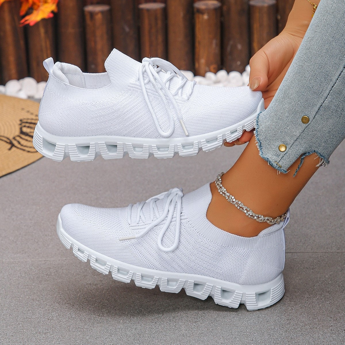 Damen Ultraleichte Sport-Sneaker mit atmungsaktiver Strickoberfläche R&B
