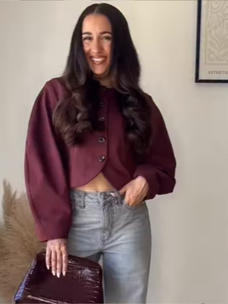 Damen Modische Jacke mit voluminösen Ärmeln R&B