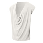 Damen nan drapiertes Longtop mit tiefem Wasserfall-Rücken und überschnittener Schulter R&B