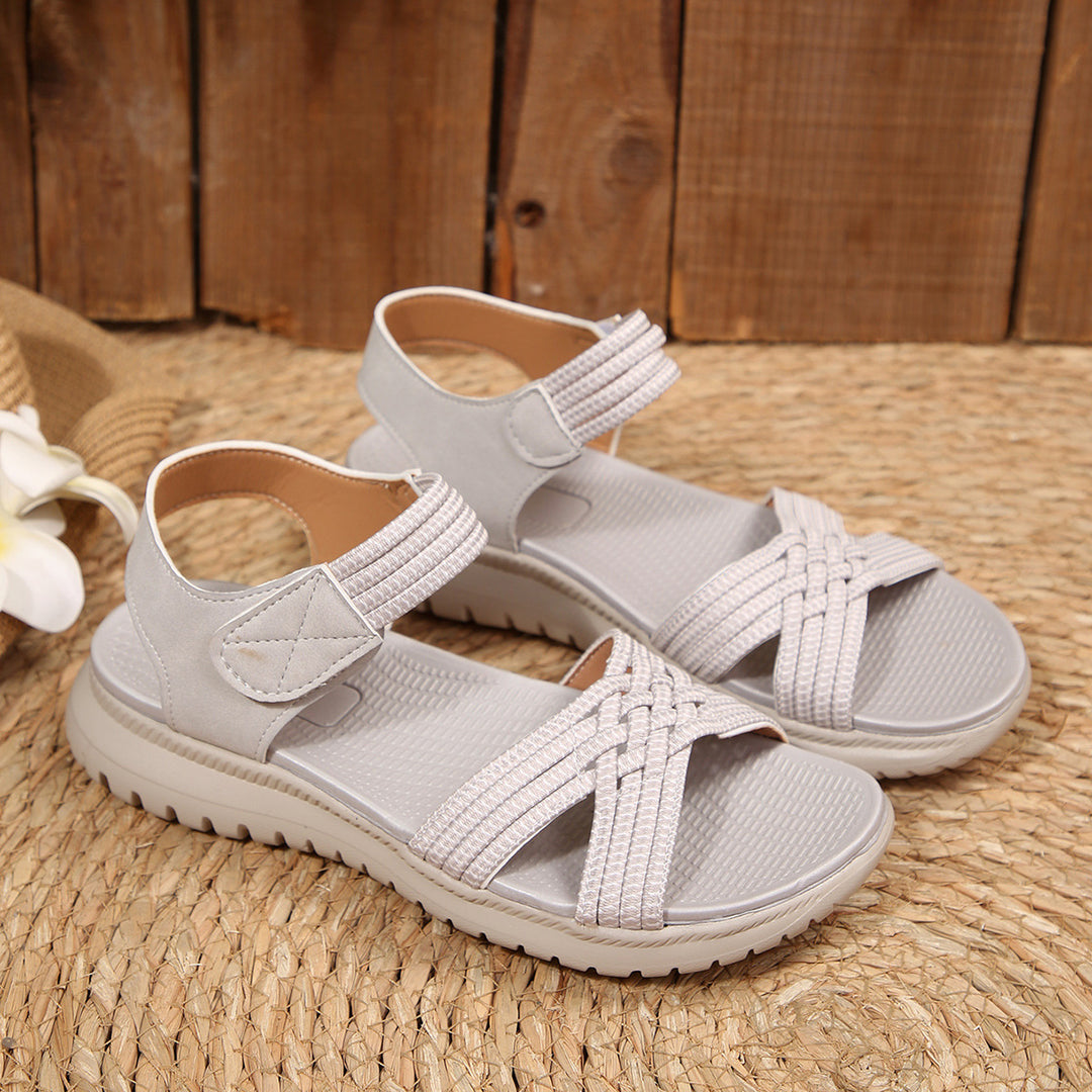 Damen Komfortable Sandalen mit elastischen Riemen und dekorativem Flechtmuster R&B