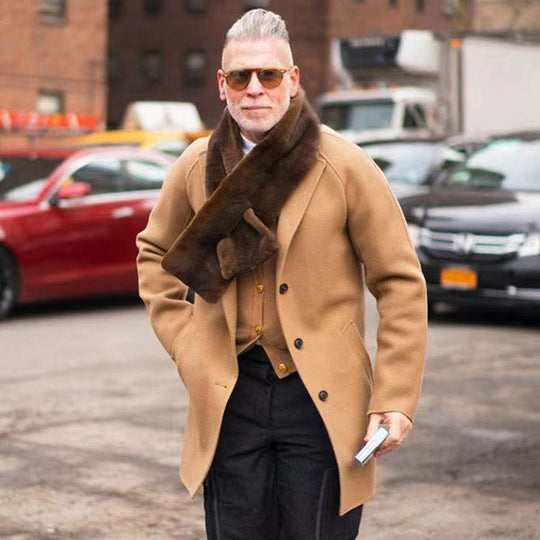 Herren lässiger Dufflecoat mit schickem Stehkragen und praktischen Taschen R&B