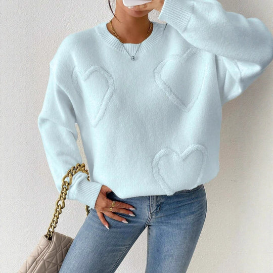 Damen Strickpullover mit Herzoptik und lässigem Schnitt R&B