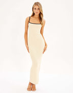 Damen Maxikleid mit schmalem Rippmuster und verstellbaren Spaghettiträgern R&B