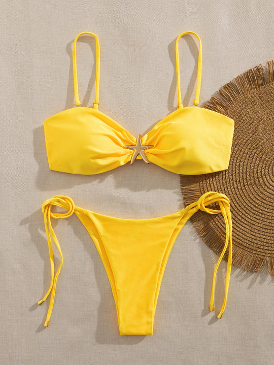 Damen Bikini mit gepolstertem Oberteil und verstellbaren Seitenschnürungen R&B
