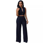 Damen Eleganter Jumpsuit mit Gürtel und Knopfdetail R&B