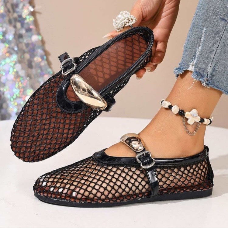 Damen stilvolle Netzschuhe mit modischem Riemen R&B