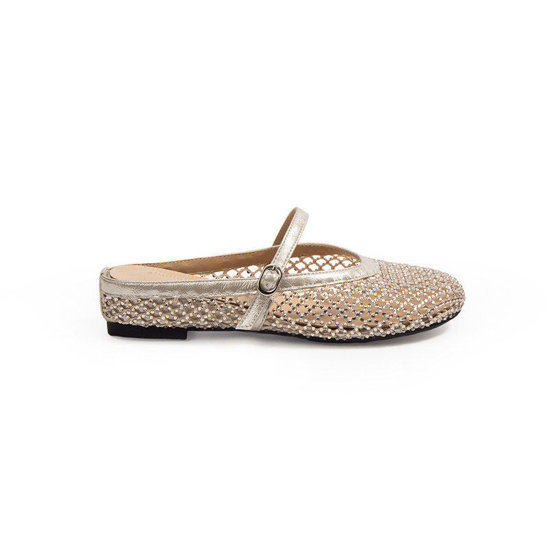 Damen eleganten Ballerinas mit modischem Netzdesign und funkelnden Details R&B