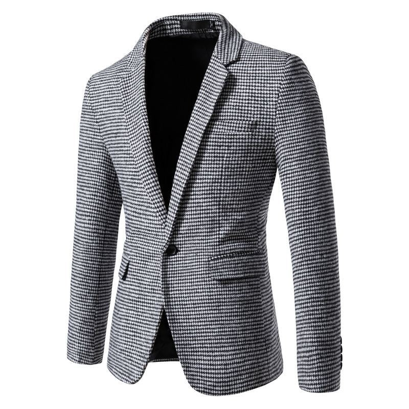Herren elegante Anzugjacke im klassischen Hahnentritt-Design R&B