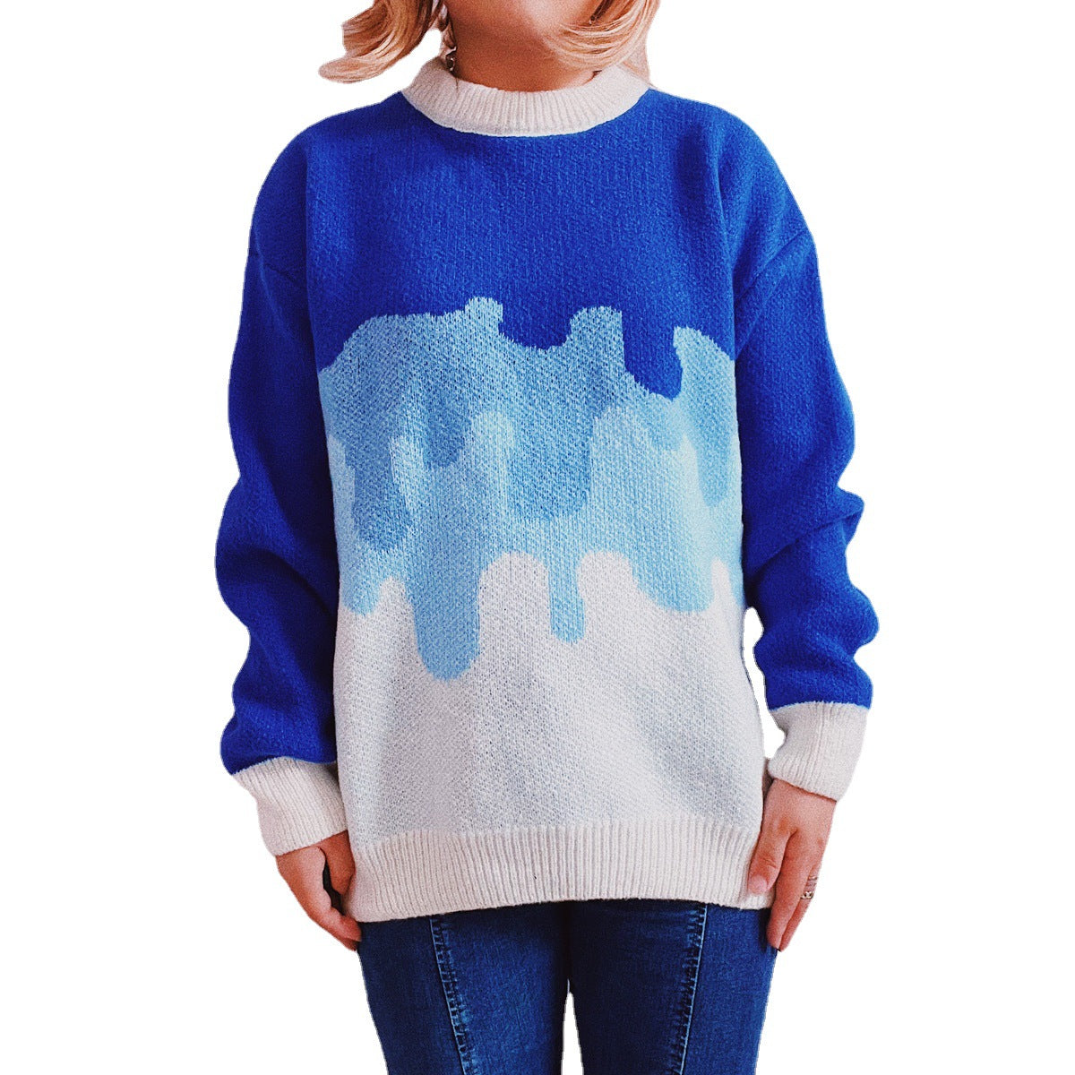 Damen Strickpullover mit modernem Farbverlauf und lässigem Schnitt R&B