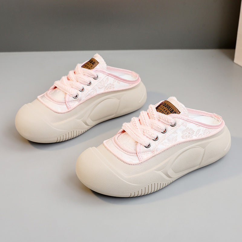 Damen bequeme Slip-On Sneaker mit modischem Blumenmuster und stoßdämpfender Sohle R&B