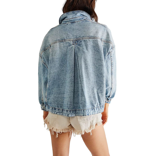 Damen lässige Oversized Denim-Jacke R&B