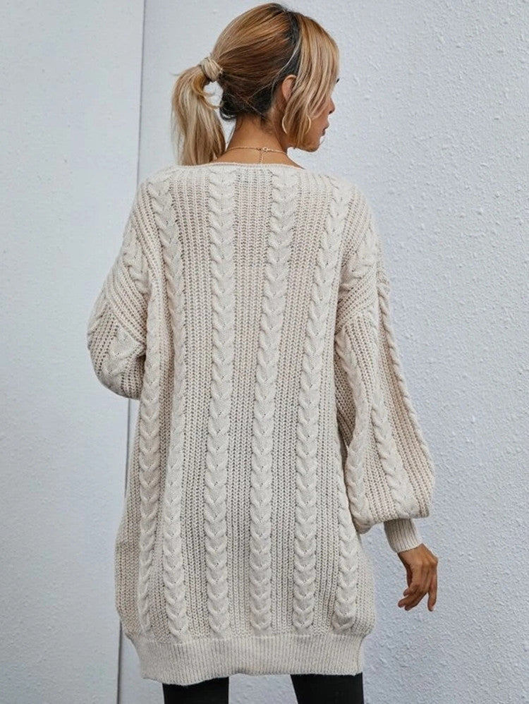 Damen Grobstrick Cardigan mit lässigem Oversize-Schnitt und raffiniertem Zopfmuster R&B