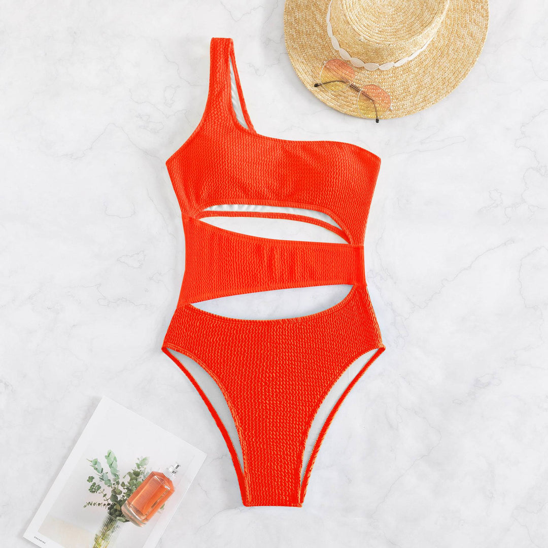 Damen Einteiler Badeanzug mit asymmetrischem Design und trendigen Cut-Outs R&B