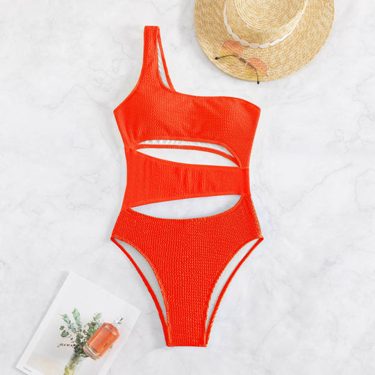 Damen Einteiler Badeanzug mit asymmetrischem Design und trendigen Cut-Outs R&B