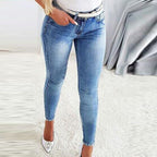 Damen Skinny Jeans mit modischem Distressed-Effekt und hohem Bund R&B