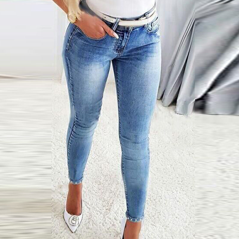 Damen Skinny Jeans mit modischem Distressed-Effekt und hohem Bund R&B