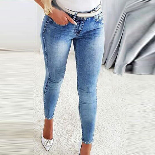 Damen Skinny Jeans mit modischem Distressed-Effekt und hohem Bund R&B