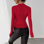 Damen Eleganter Bodysuit mit funkelnden Details und Rüschenkragen R&B