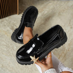Damen Modische Loafers mit glänzender Oberflächenstruktur R&B