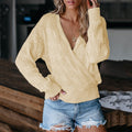 Damen Übergröße Strickpullover mit V-Ausschnitt und Rippstrickbündchen R&B