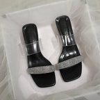 Damen Glamouröse Sandalen mit transparenten Riemen und funkelndem Strass