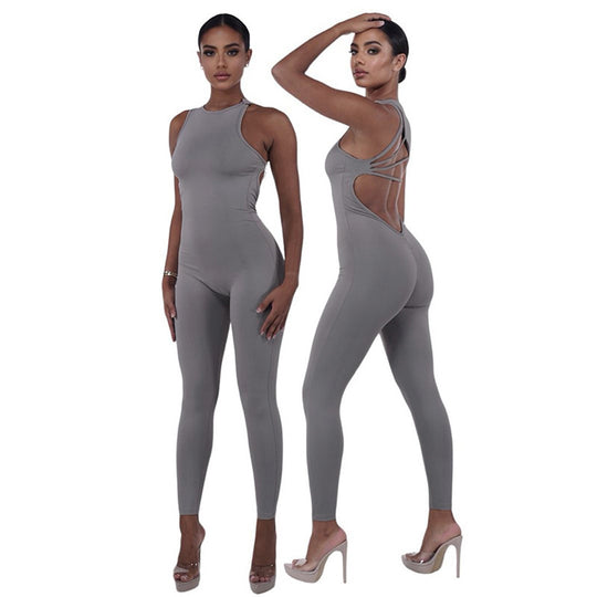 Damen Sportlicher Langoverall mit innovativem Cut-Out R&B