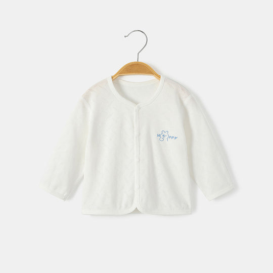 Unisex nan soft organische Baumwolle Snap-Front strukturierte Babystrickjacke mit gesticktem Teddy R&B