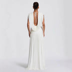 Damen Elegantes tief ausgeschnittenes Abendkleid mit Raffung