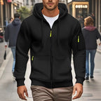 Herren nan funktionale Kapuzenjacke mit durchgehendem Reißverschluss, Ärmeltasche und elastischen Bündchen R&B