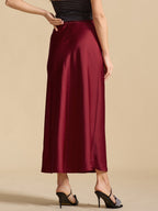 Damen eleganter Satin-Rock mit Spitzenbund R&B