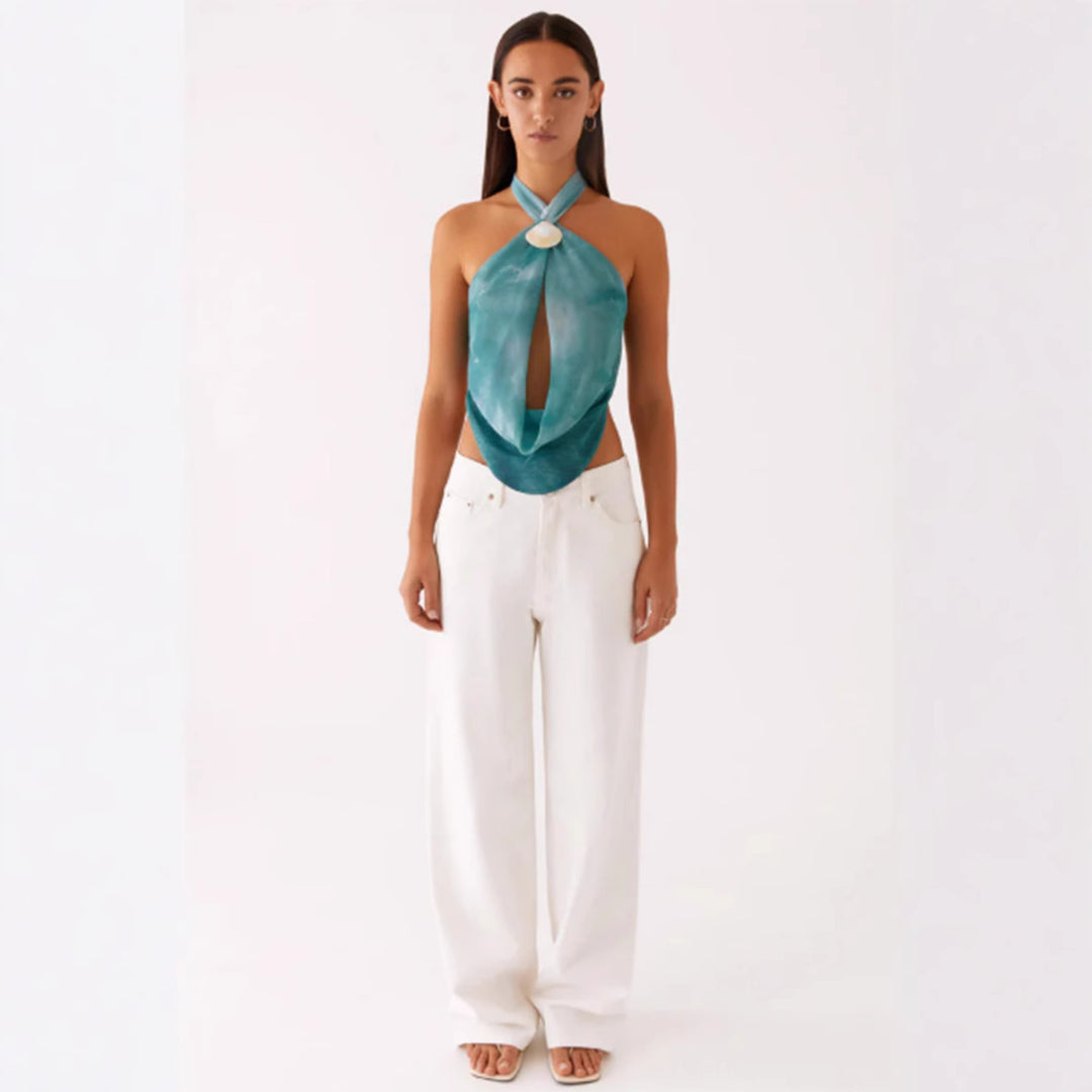 Damen Halstopp im angesagten Wickel-Design mit hochwertigem Details R&B