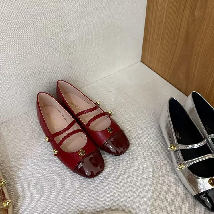 Damen elegante Mary Jane Ballerinas mit dekorativen Schnallen R&B