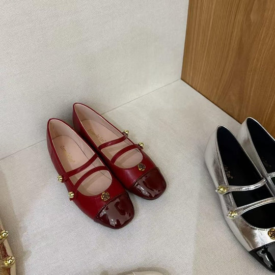 Damen elegante Mary Jane Ballerinas mit dekorativen Schnallen R&B