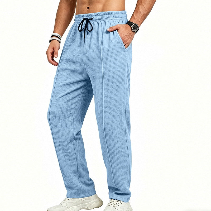 Herren nan gerade geschnittene Relaxhose mit dekorativer Mittelnaht, elastischem Tunnelzugbund und seitlichen Eingrifftaschen R&B