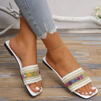 Damen modische Slides mit floralem Dekor R&B