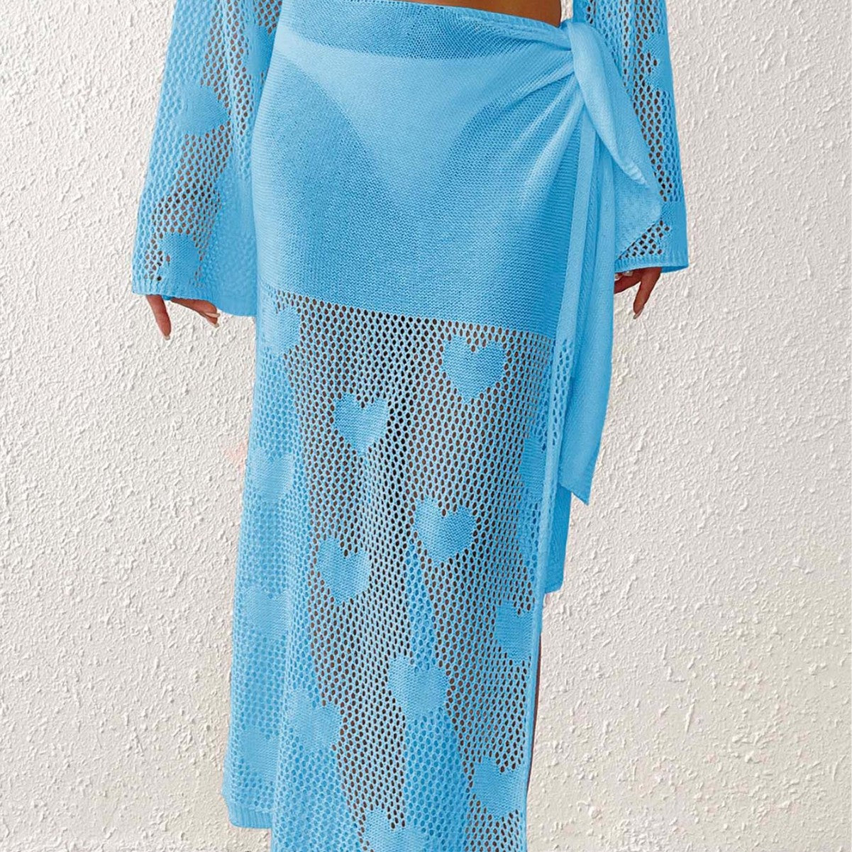 Damen transparenter Häkel-Strandsarong R&B