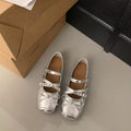 Damen Ballerina-Schuhe mit dekorativen Doppelschnallen und modischen Schleifen R&B