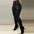 Damen Figurbetonte Kunstleder-Leggings mit Schnallen-Details R&B