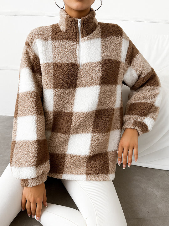 Damen Fleece-Pullover mit hohem Kragen und durchgehendem Reißverschluss R&B