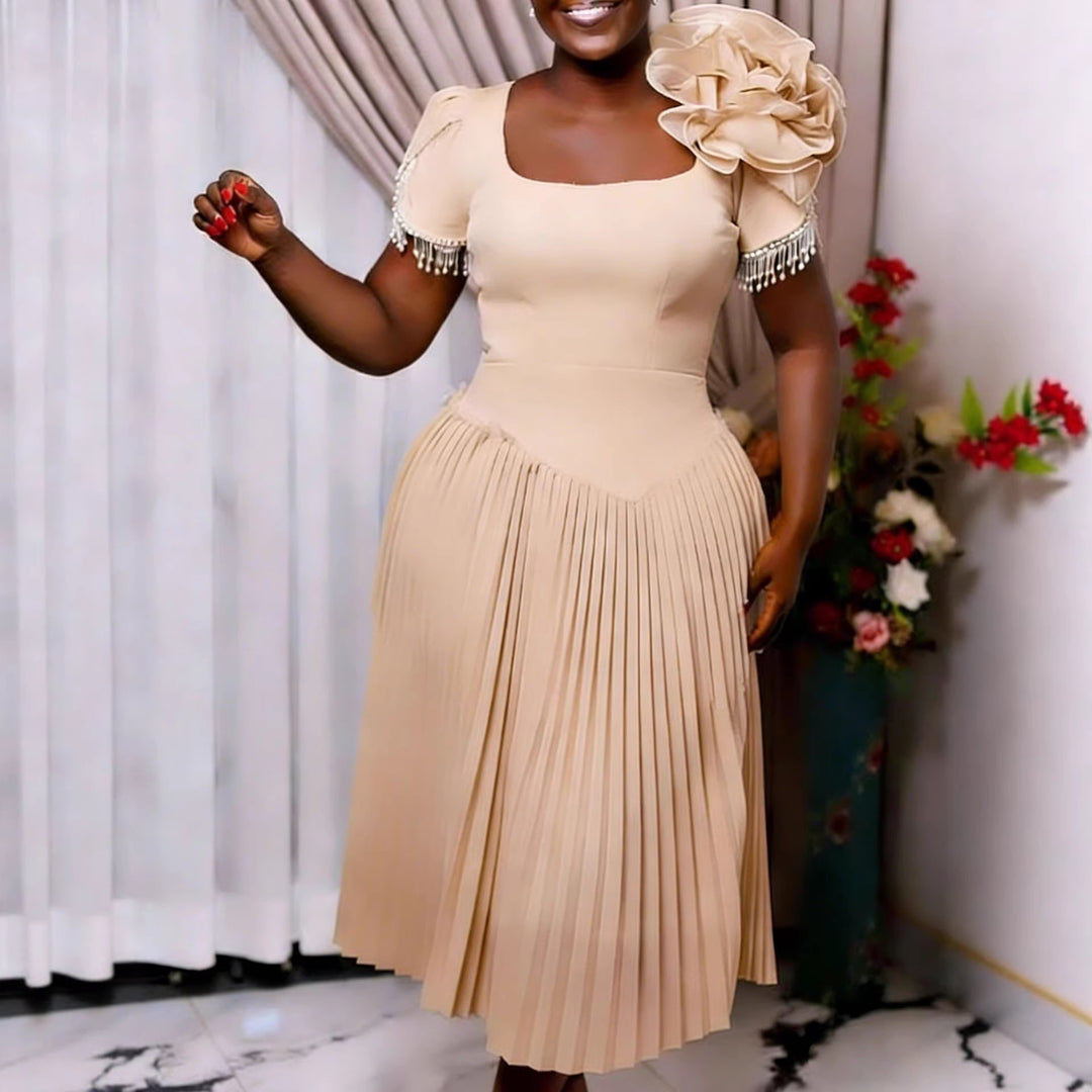 Damen Elegantes Plisseekleid mit voluminösen Rüschen R&B