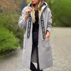 Damen Modischer Oversized-Fleece-Mantel mit praktischen Taschen und Kapuze R&B