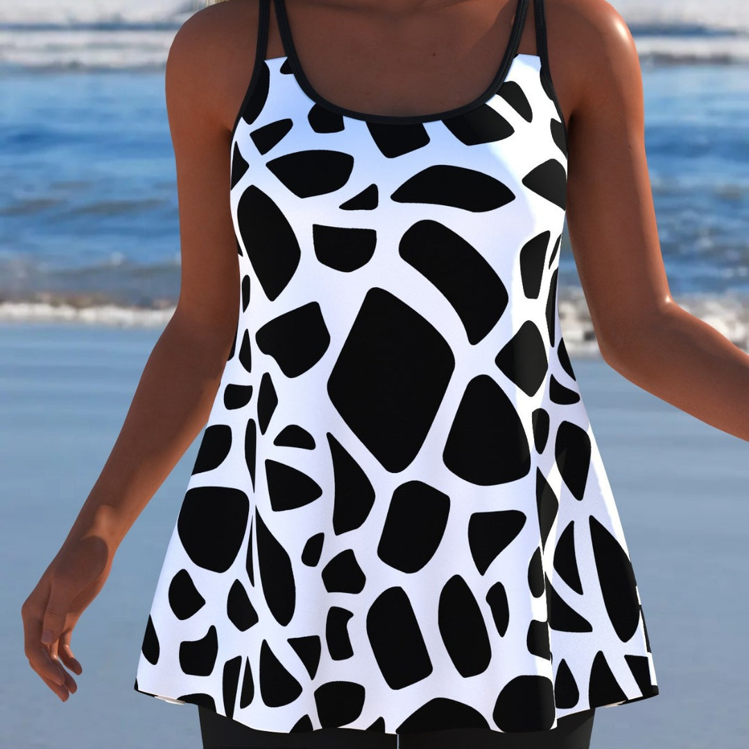 Damen Schwimmanzug mit modischem A-Linien-Schnitt und floralem Design R&B