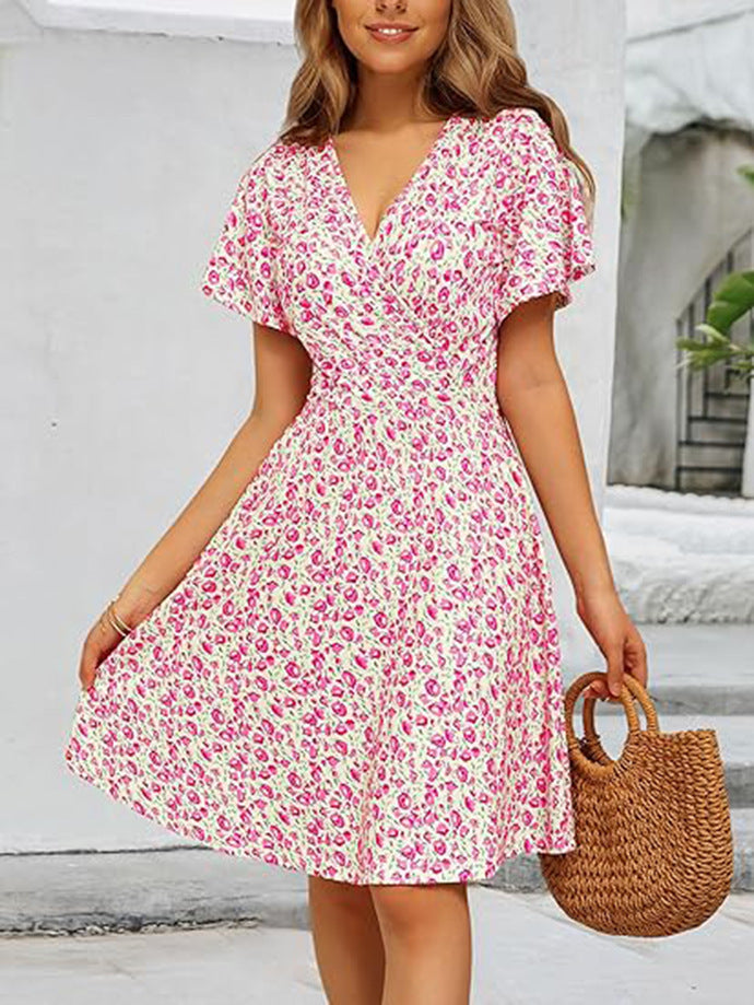 Damen Kurzarm Sommerkleid mit floralem Muster R&B