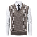 Herren eleganter V-Ausschnitt Pullunder im argyle Muster